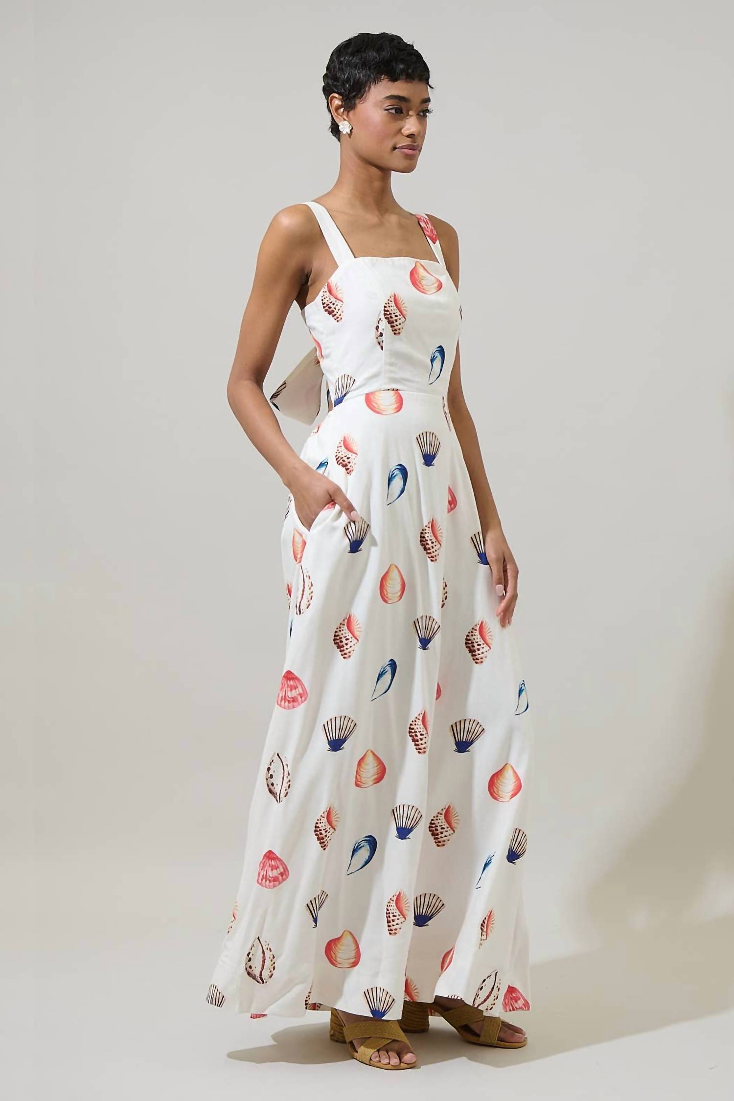 New Sugarlips Kara Shells Cotton Maxi Dress In White